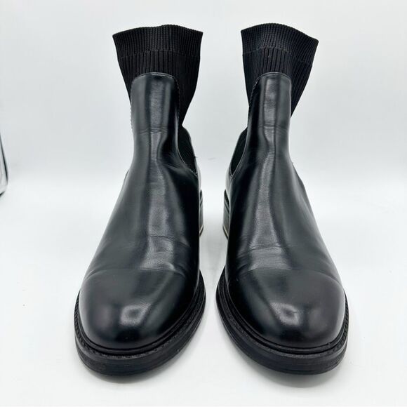 Zara Metal Trim Chunky Heel Black Chelsea Ankle Boots Sz 41 10.5 - Picture 5 of 15